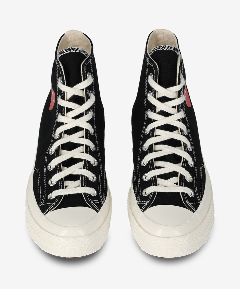 Small Red Heart High Top Sneakers - Black