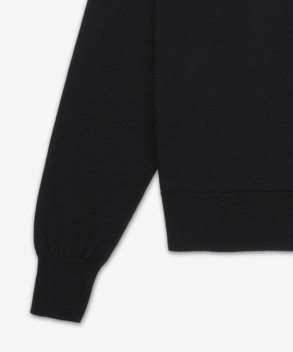 Red Heart Logo Collared Cardigan - Black