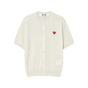 PLAY COMME DES GARCONS (Unisex) Red Heart Wappen Short Sleeve Cardigan-White