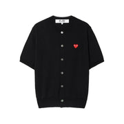 PLAY COMME DES GARCONS (Unisex) Red Heart Wappen Short Sleeve Cardigan-Black
