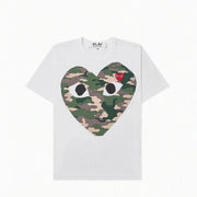 Comme des Garçons Blue Heart / Camouflage Heart Short Sleeve T-Shirt