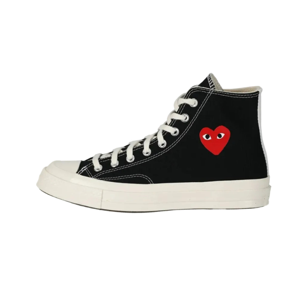 Small Red Heart High Top Sneakers - Black