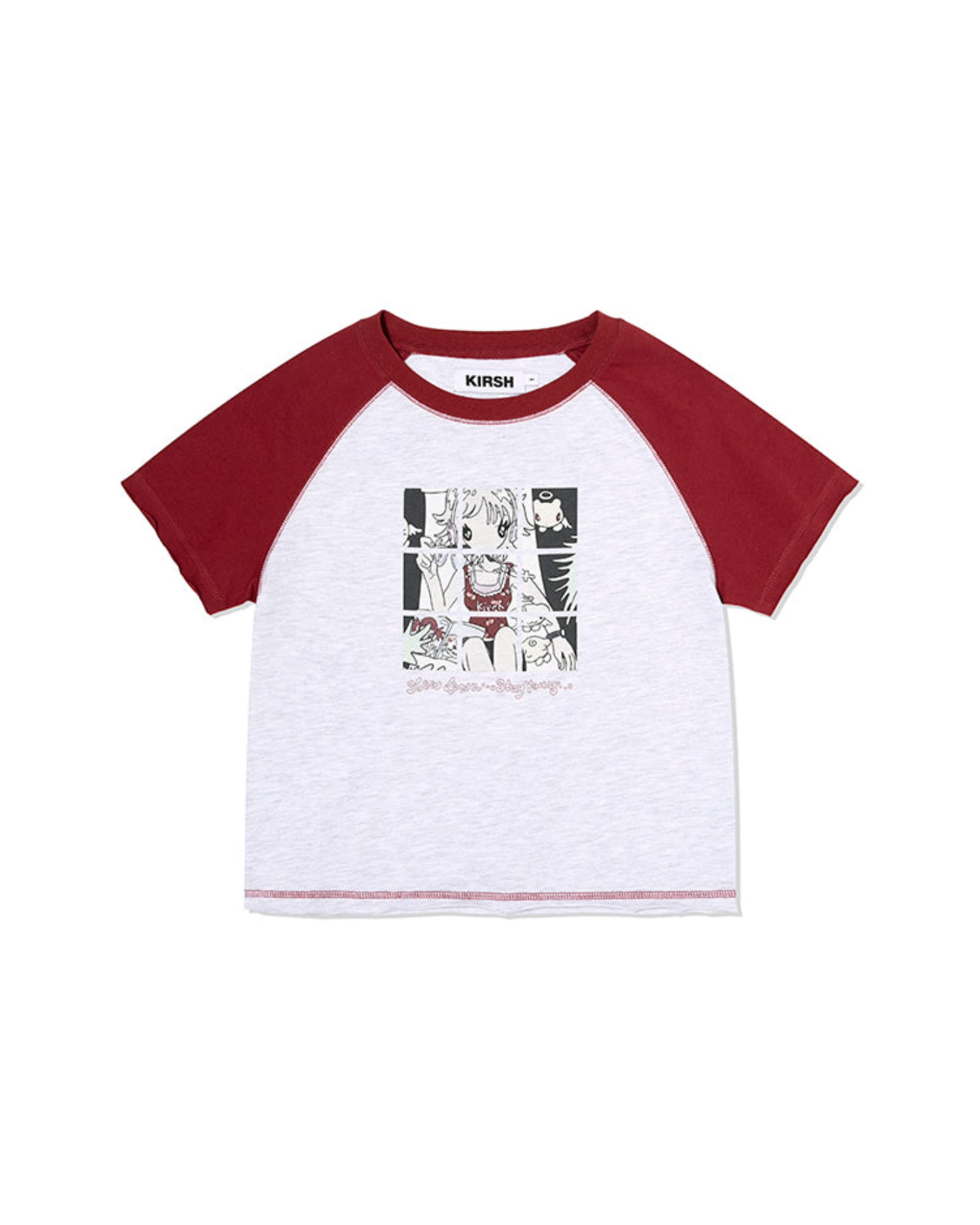 Kirsh X Sun One Bird Semi-Crop Raglan T-Shirt [Melange Gray]
