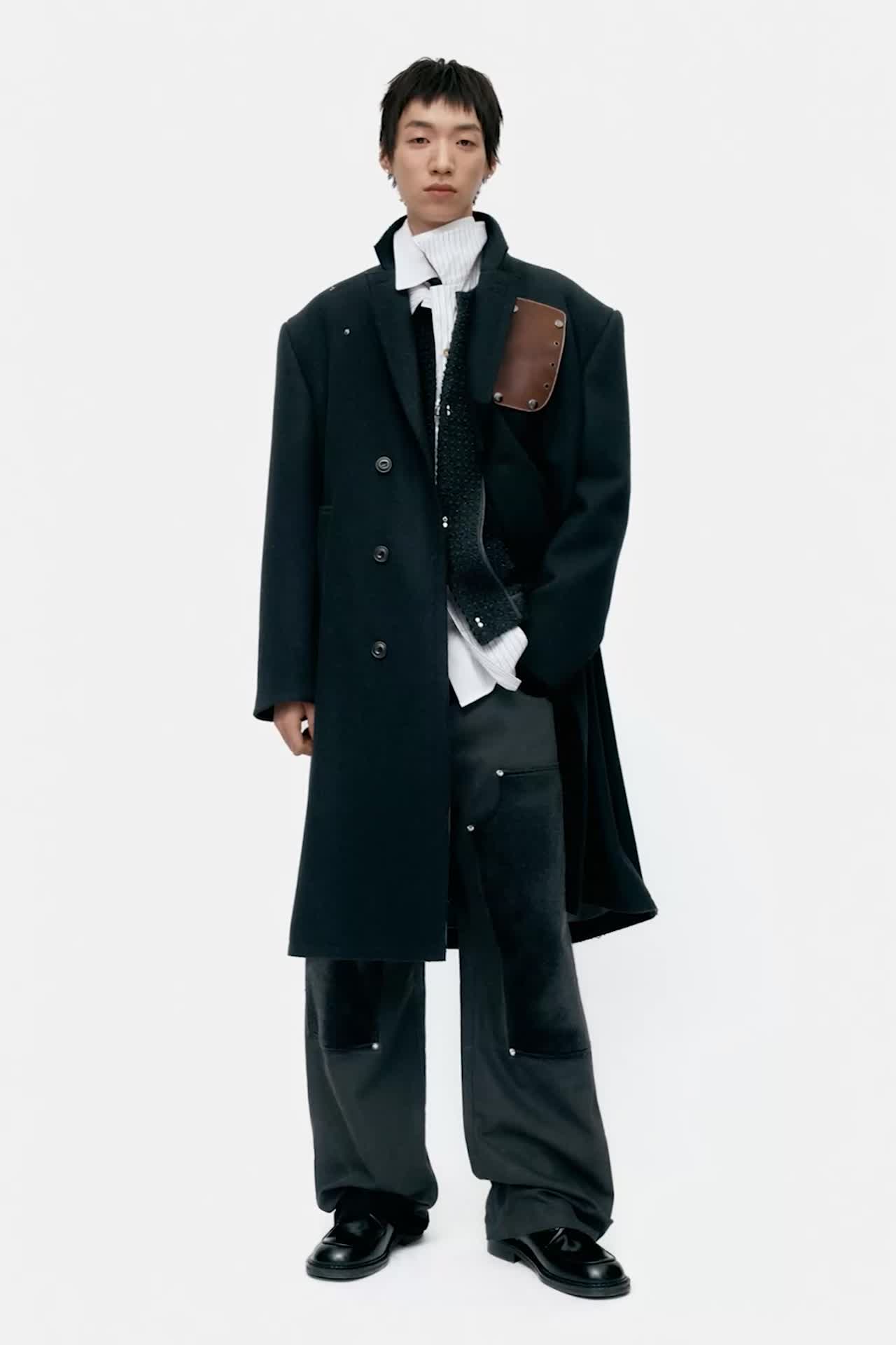 UNISEX JAMES WOOL COAT awa731u(BLACK)