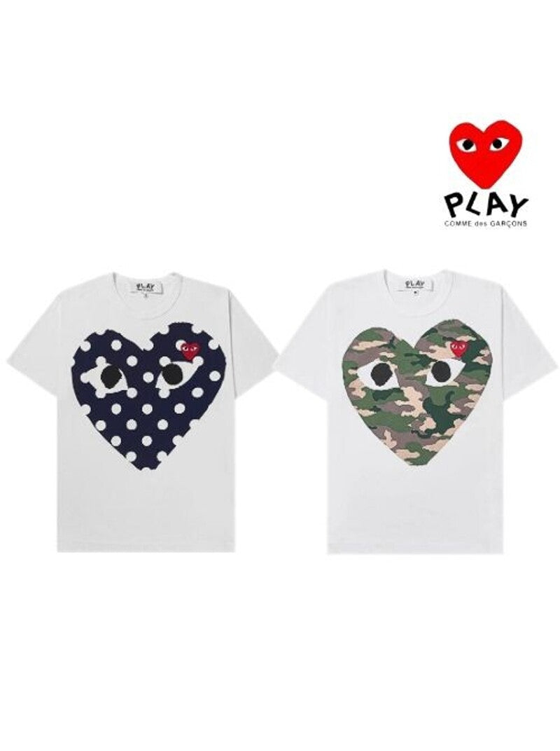 Comme des Garçons Blue Heart / Camouflage Heart Short Sleeve T-Shirt
