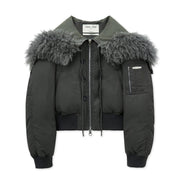 FUR HOODY BOMBER DOWN JUMPER